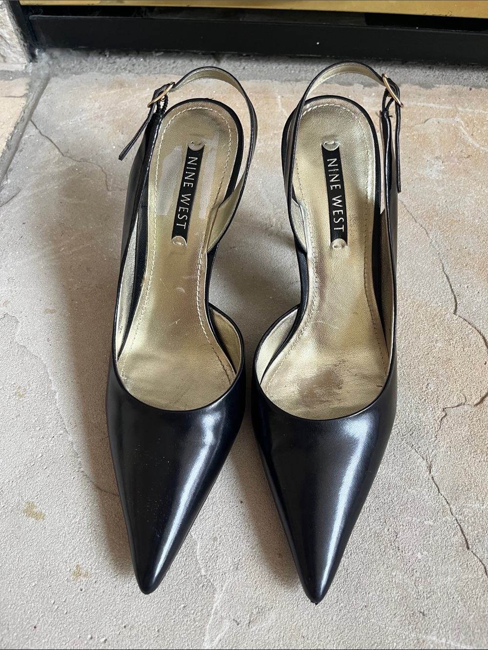 Nine West Black Pointed-Toe Slingback Heels - Picture 2 of 6